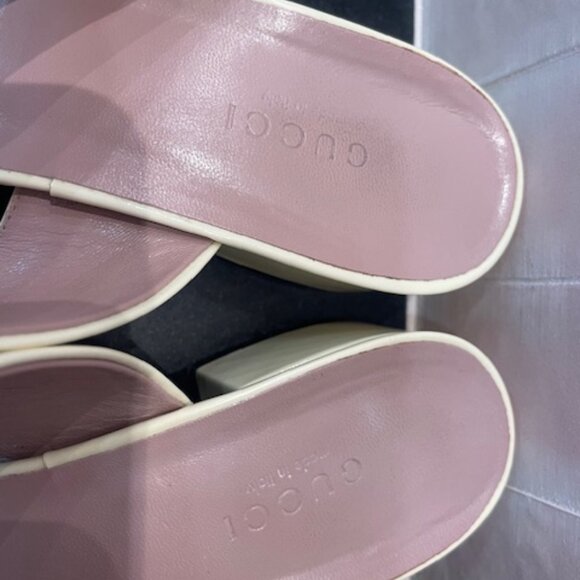 Gucci Made In Italy White Leather Thong Sandals Shoes Size 37.5 US 7.5 Stunning - Picture 9 of 14